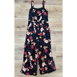 Xhilaration black floral jumpsuit with leg slits - S